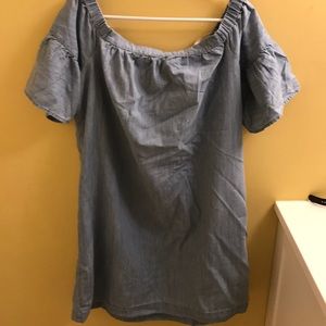 Madewell chambray off the shoulder dress